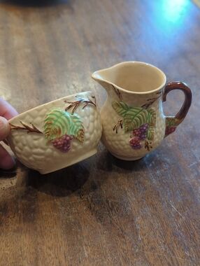 Vintage Art Deco England Wade Bramble Creamer and Sugar Bowl
